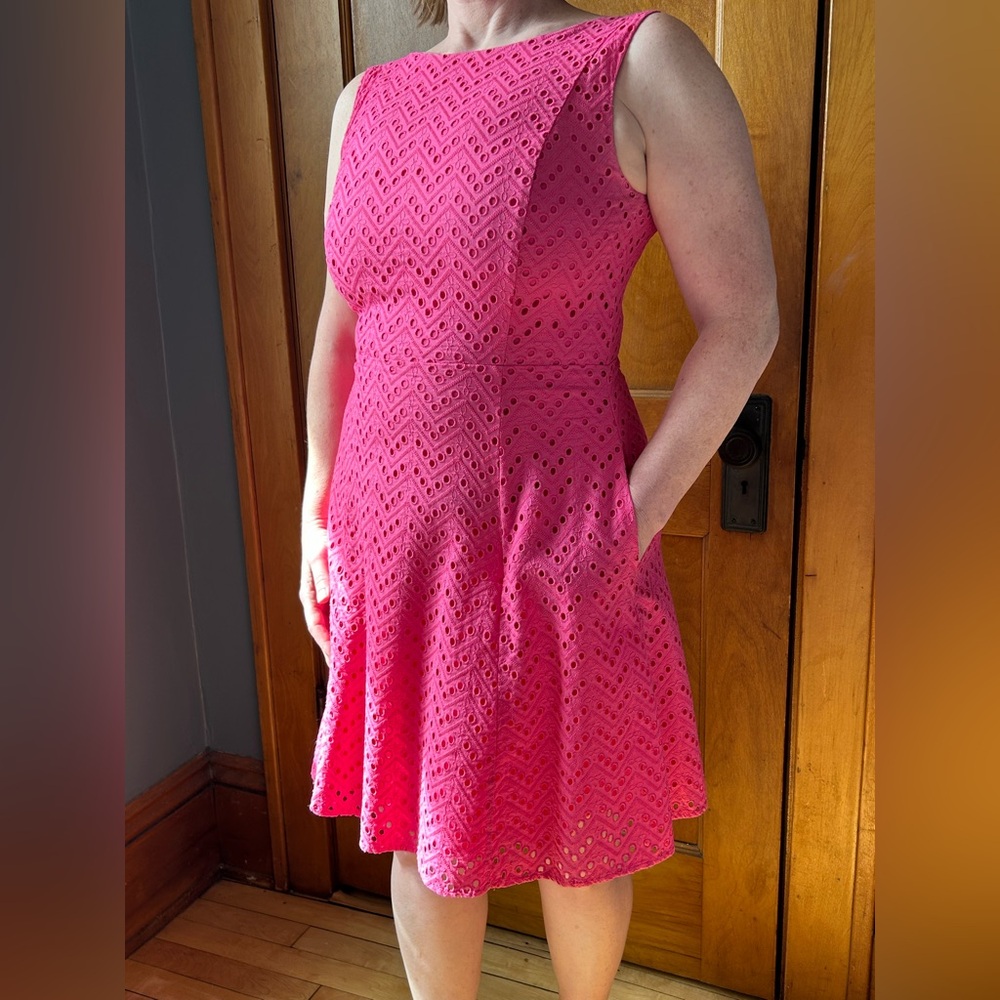 Pink Eyelet Sleeveless Dress